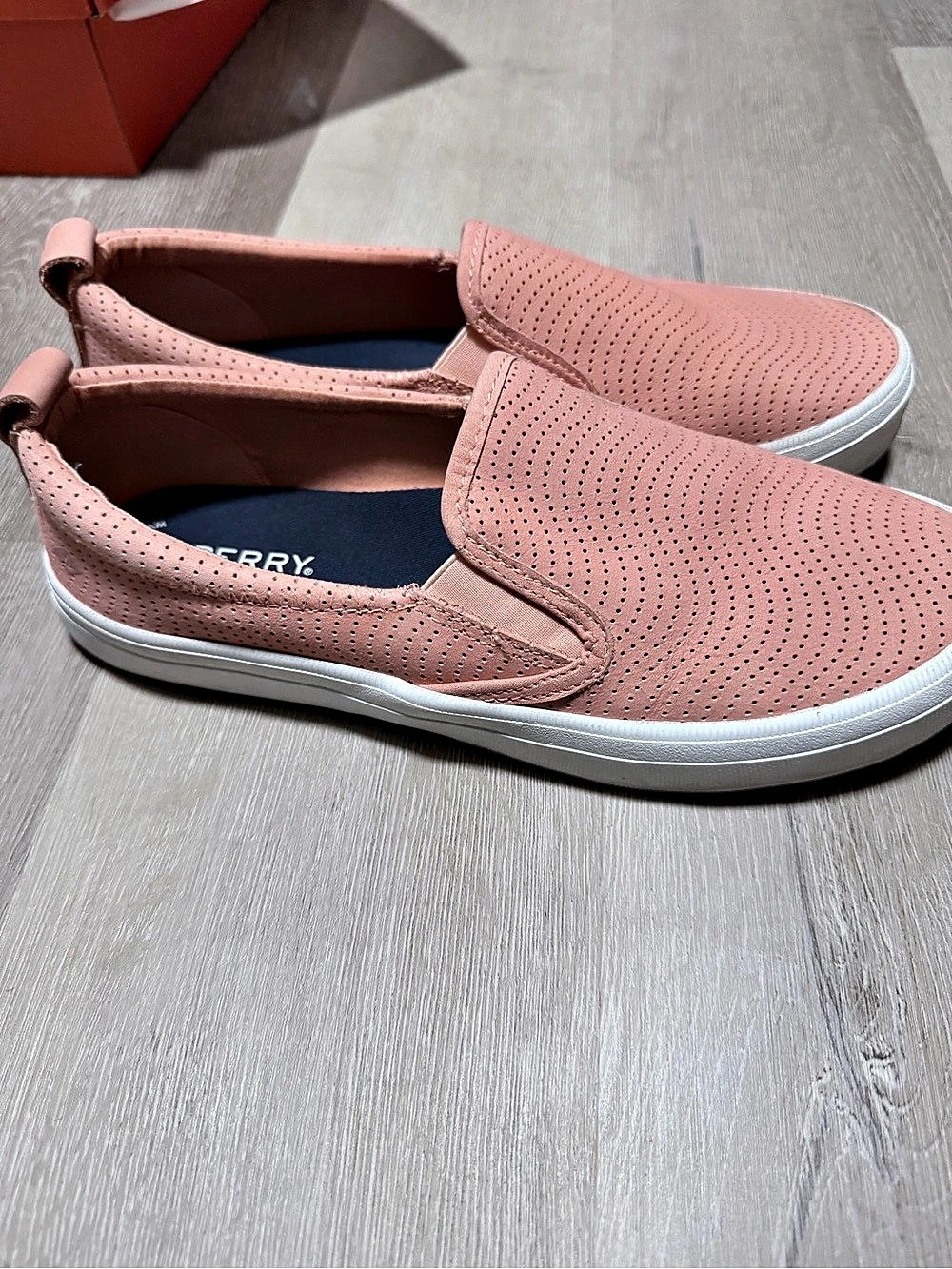 Sperry Crest Vibe Perforated Slip-On Sneaker Coral Slip-On Sneakers